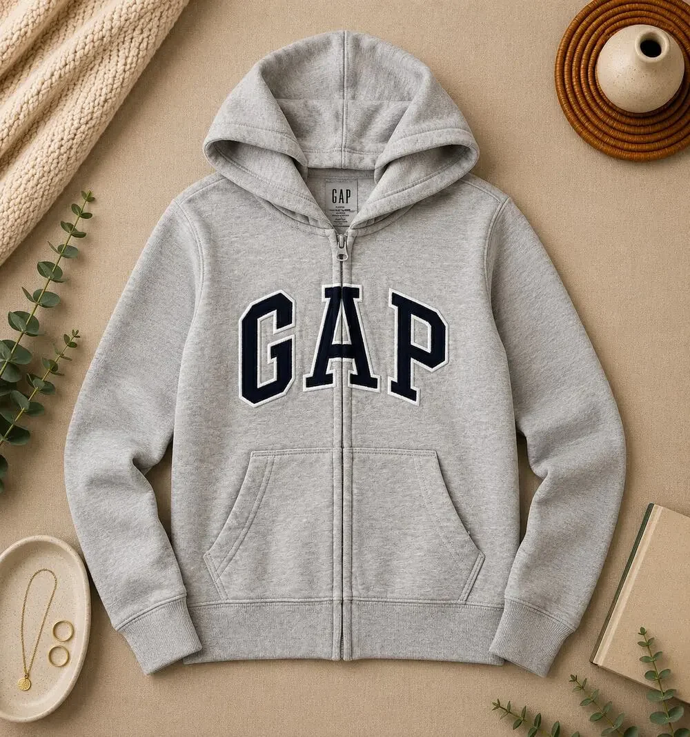 GAP Kids Boys' Full Zip Comfy Fleece Cotton Hoodie Sweatshirt Long Sleeve Gray S
